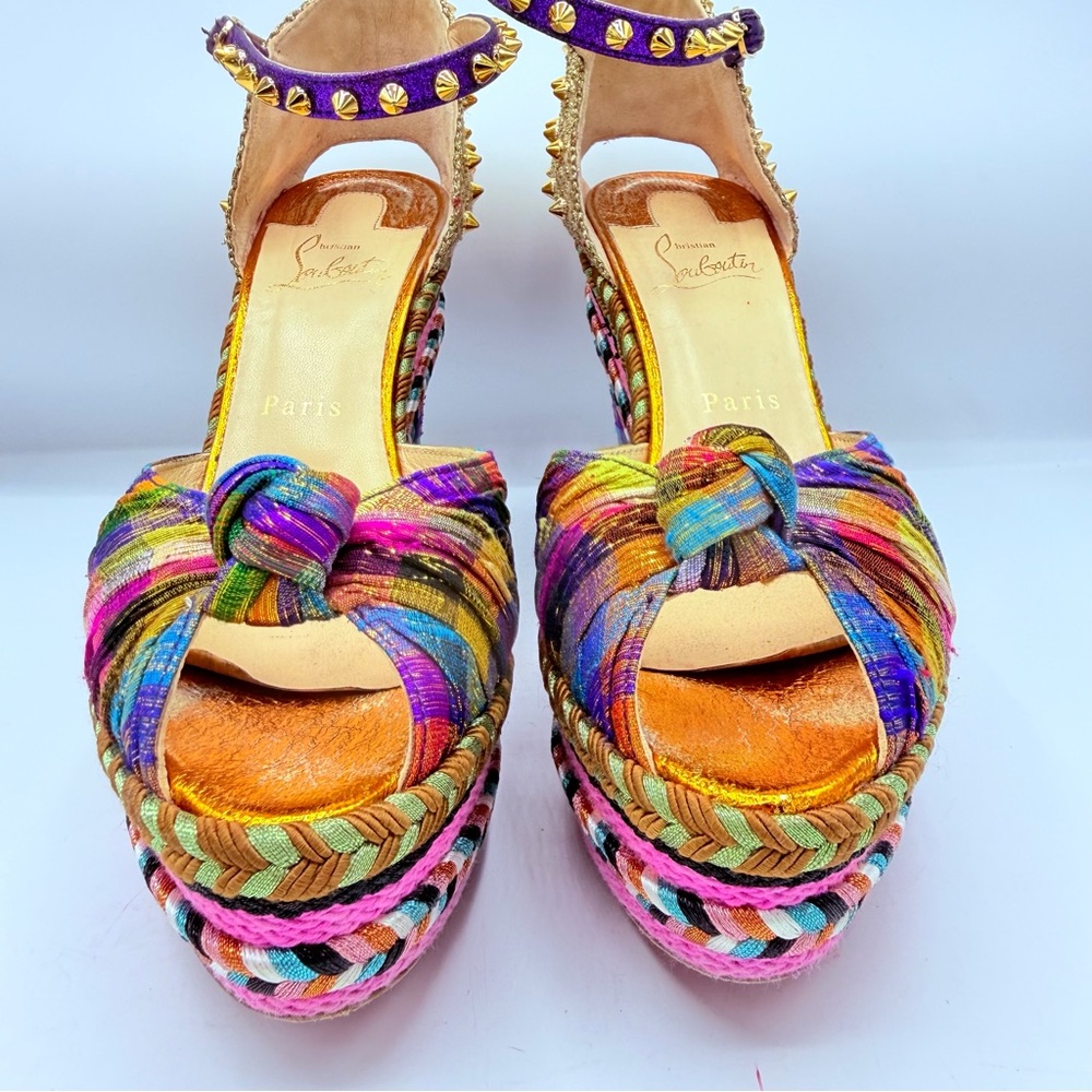 Christian Louboutin Madcarina Vibrant Multicolor Wedges - Picture 6 of 16